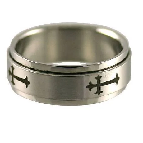 Stainless Steel Cross Spinner Ring-8mm