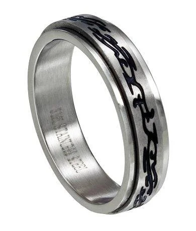 Stainless Steel Tribal Sign Spinner Ring-6mm