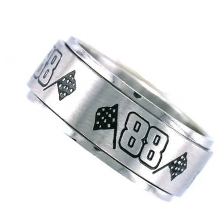 Versatile Layering Jewelry For Effortless Chic Number 88 Racing Ring with Checker Flag - Spinner Ring Versatile Layering Jewelry For Effortless Chic Number 88 Racing Ring with Checker Flag - Spinner Ring