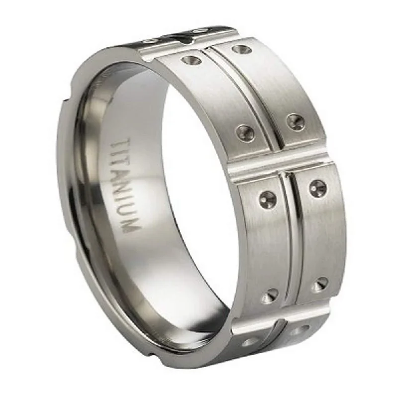 Handcrafted Jewelry Sale – Unique Designs At Low Prices Satin-Finished Titanium Ring Intersecting Polished Grooves Notched Design | 8mm Handcrafted Jewelry Sale – Unique Designs At Low Prices Satin-Finished Titanium Ring Intersecting Polished Grooves Notched Design | 8mm