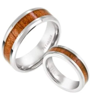 Seasonal Jewelry Sale – Upgrade Your Collection His and Hers Titanium Koa Wood Matching Rings Seasonal Jewelry Sale – Upgrade Your Collection His and Hers Titanium Koa Wood Matching Rings