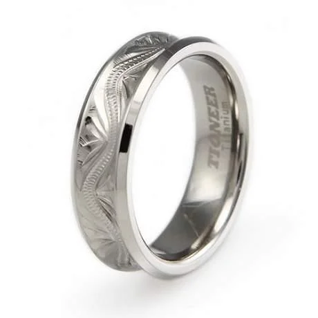 Elegant Rose Gold Jewelry For A Stylish Touch Titanium Handcrafted Floral Design Concave Wedding Band-6mm Elegant Rose Gold Jewelry For A Stylish Touch Titanium Handcrafted Floral Design Concave Wedding Band-6mm