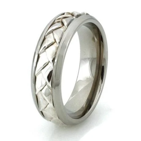 Special Offers On Handcrafted And Designer Jewelry Titanium and Sterling Silver Braided Center Design Ring-7mm Special Offers On Handcrafted And Designer Jewelry Titanium and Sterling Silver Braided Center Design Ring-7mm