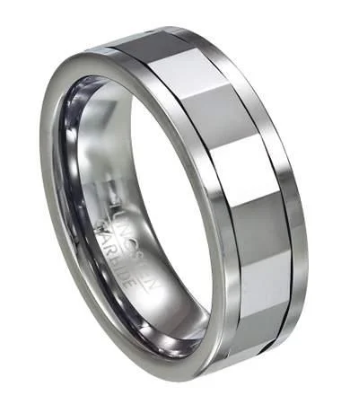 Your Perfect Accessory At The Perfect Price Men's Mirrored Tungsten Spinner Ring-8mm