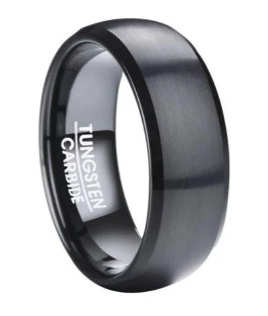 Personalized Jewelry At Special Discount Rates Black Tungsten Ring for Men with Classic Domed Profile | 8mm Personalized Jewelry At Special Discount Rates Black Tungsten Ring for Men with Classic Domed Profile | 8mm