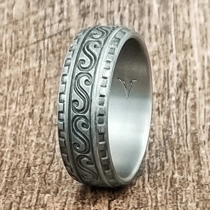 Premium Jewelry At Special Low Prices For A Limited Time Ocean Patterned Titanium Men's Rings - 8mm Premium Jewelry At Special Low Prices For A Limited Time Ocean Patterned Titanium Men's Rings - 8mm