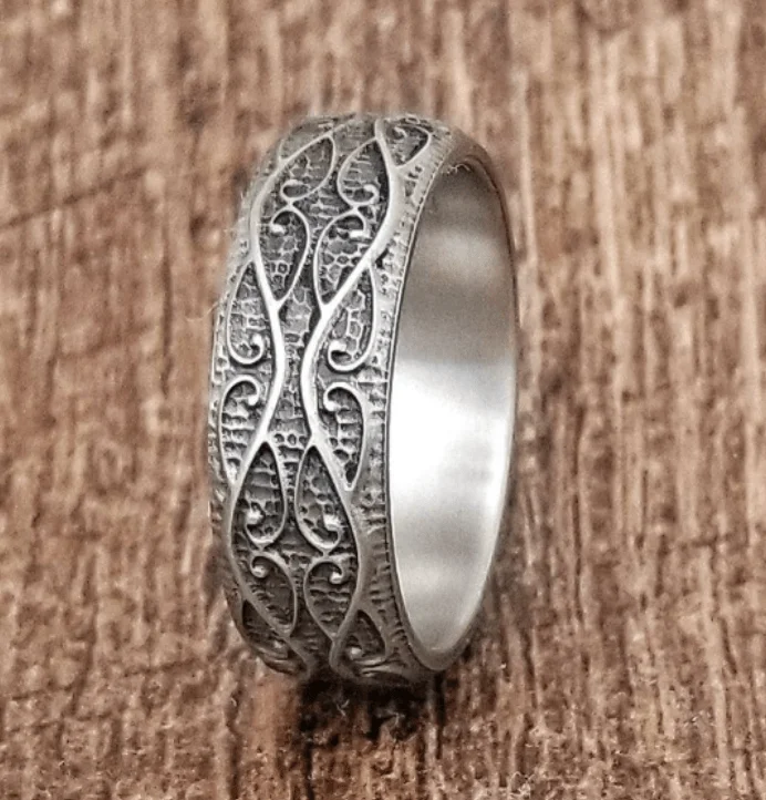 Personalized Jewelry Sale – Unique Pieces At Great Prices D'Artagnan Titanium Scrollwork Men's Ring - 8mm