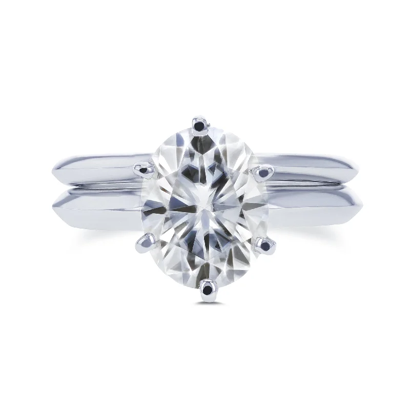 Dainty Floral Jewelry For Feminine Elegance 2-1/10ct Oval 6-Prong Bridal Set