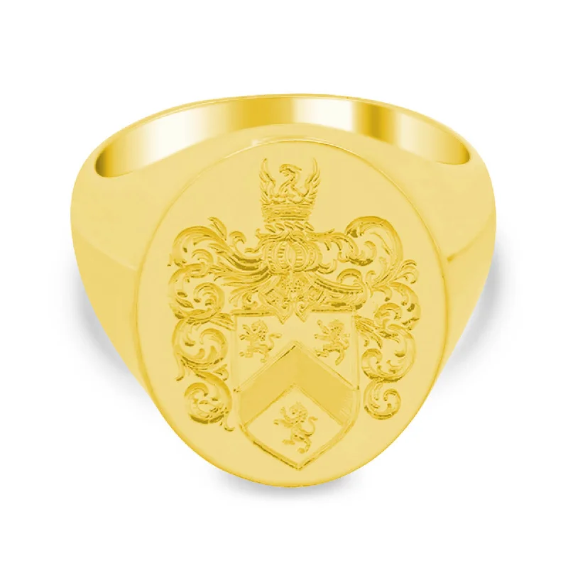 Personalized Jewelry At Special Discount Rates Men's Oval Signet Ring - Large - Hand Engraved Family Crest / Logo Personalized Jewelry At Special Discount Rates Men's Oval Signet Ring - Large - Hand Engraved Family Crest / Logo