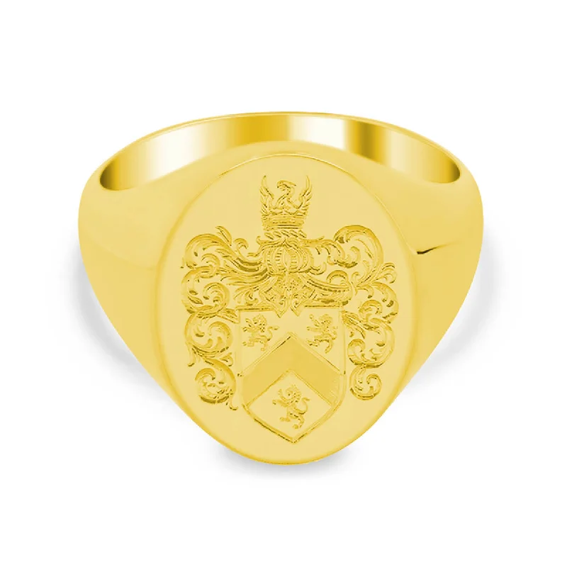 Exclusive Jewelry Discounts – Shop Now For Savings Men's Oval Signet Ring - Medium - Hand Engraved Family Crest / Logo Exclusive Jewelry Discounts – Shop Now For Savings Men's Oval Signet Ring - Medium - Hand Engraved Family Crest / Logo