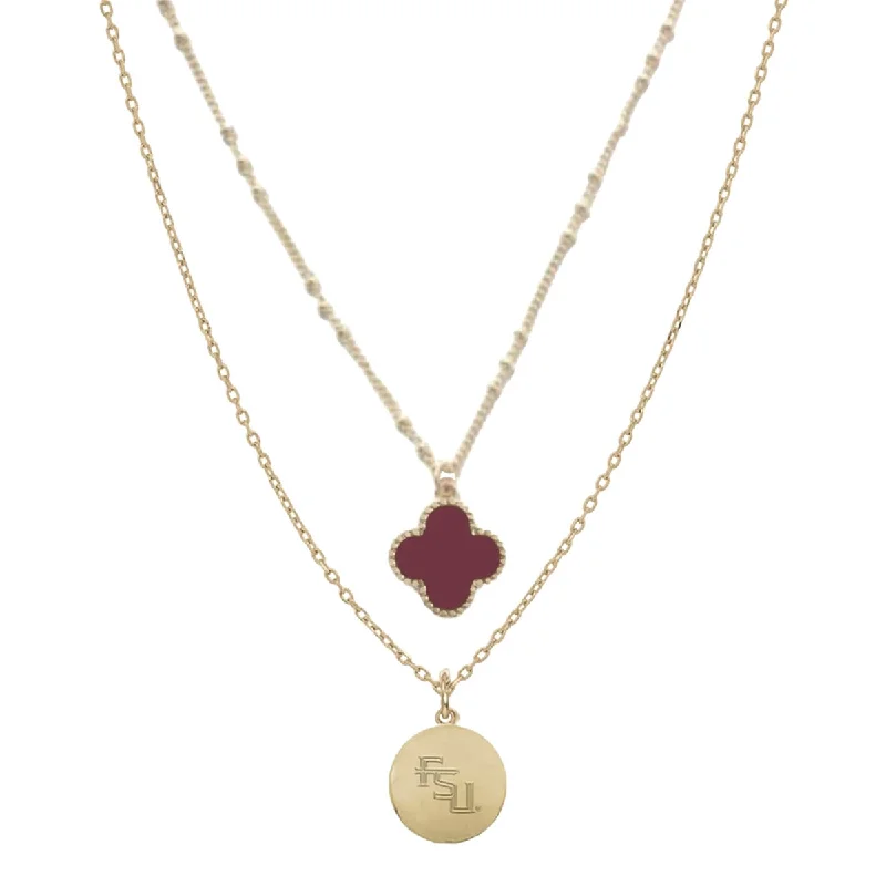 Emerson Street Stacked FSU Charm 2-Strand Quatrafoil Necklace