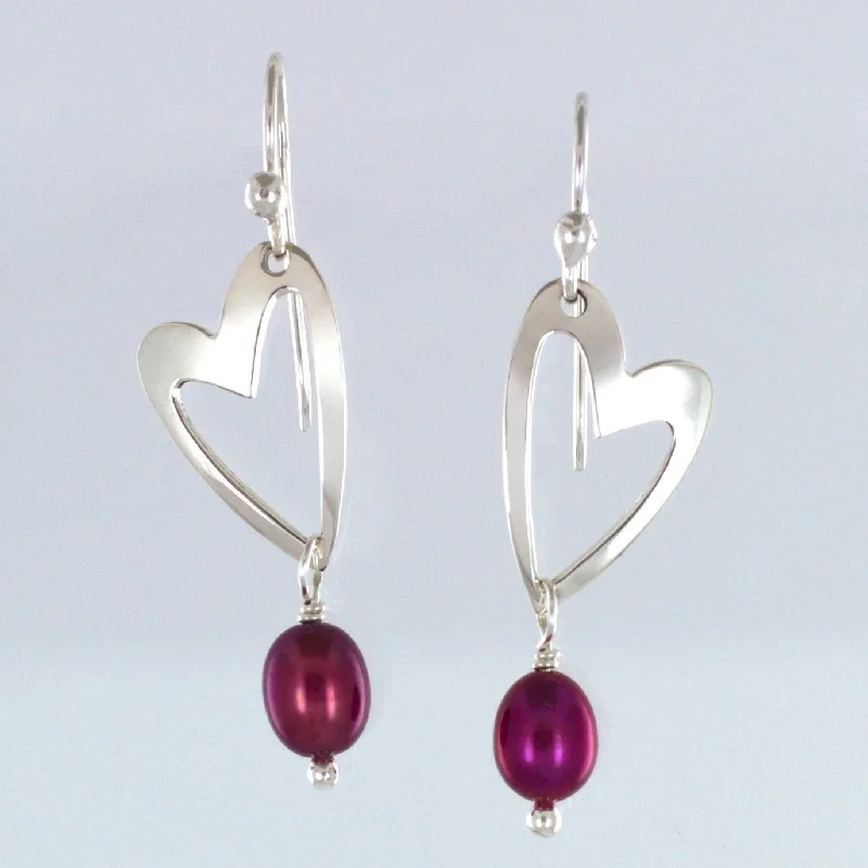 Jewelry Clearance Sale – Final Reductions Cutout Heart & Raspberry Stone Earrings