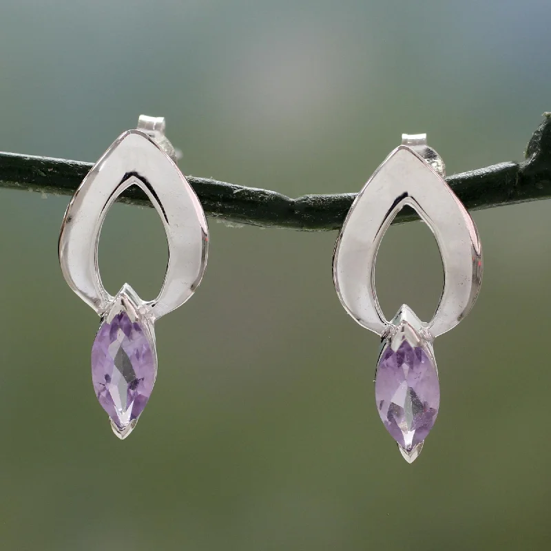 Exclusive Jewelry Offers – Sparkle For Less Anticipation Amethyst & Silver Button Earrings