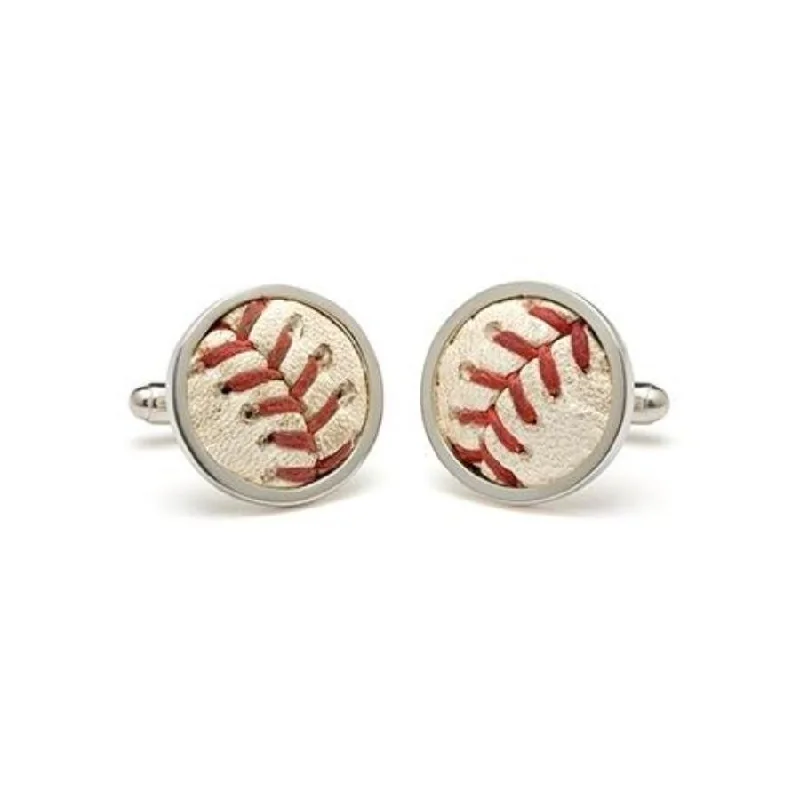 Atlanta Braves Vs New York Mets Game Used MLB Baseball Stitches Cuff Links