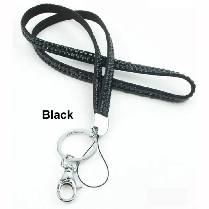 Black Rhinestone Crystal Lanyards