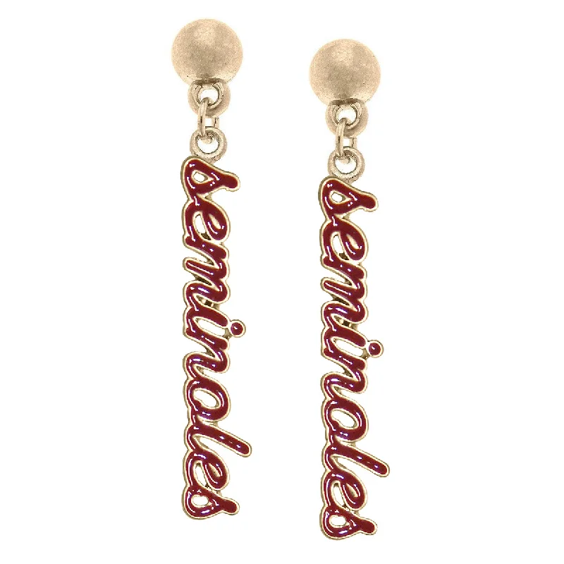 Save On Luxury Jewelry Pieces – Limited-Time Offers Canvas Seminoles Enamel Script Drop Earrings Save On Luxury Jewelry Pieces – Limited-Time Offers Canvas Seminoles Enamel Script Drop Earrings