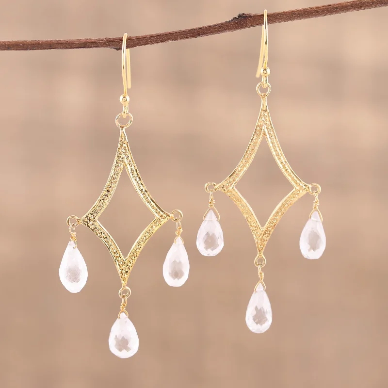Unmissable Jewelry Discounts – Elevate Your Look For Less Cascading Drops Crystal Quartz 22k Gold Plated Sterling Silver Earrings Unmissable Jewelry Discounts – Elevate Your Look For Less Cascading Drops Crystal Quartz 22k Gold Plated Sterling Silver Earrings
