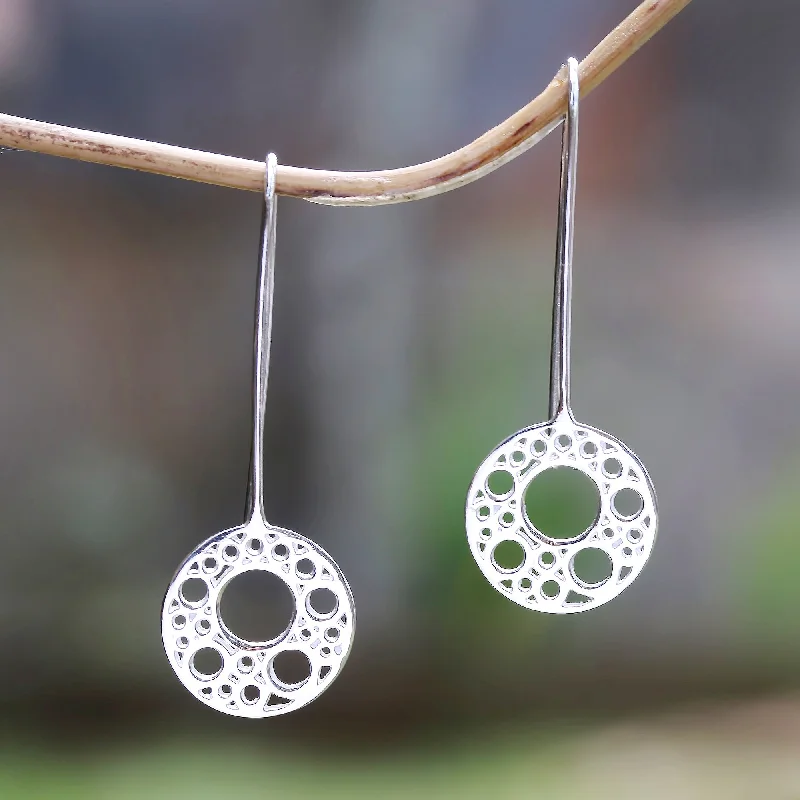 Personalized Engraved Jewelry For Meaningful Gifts Circular Patterns Circle Pattern Sterling Silver Drop Earrings from Bali