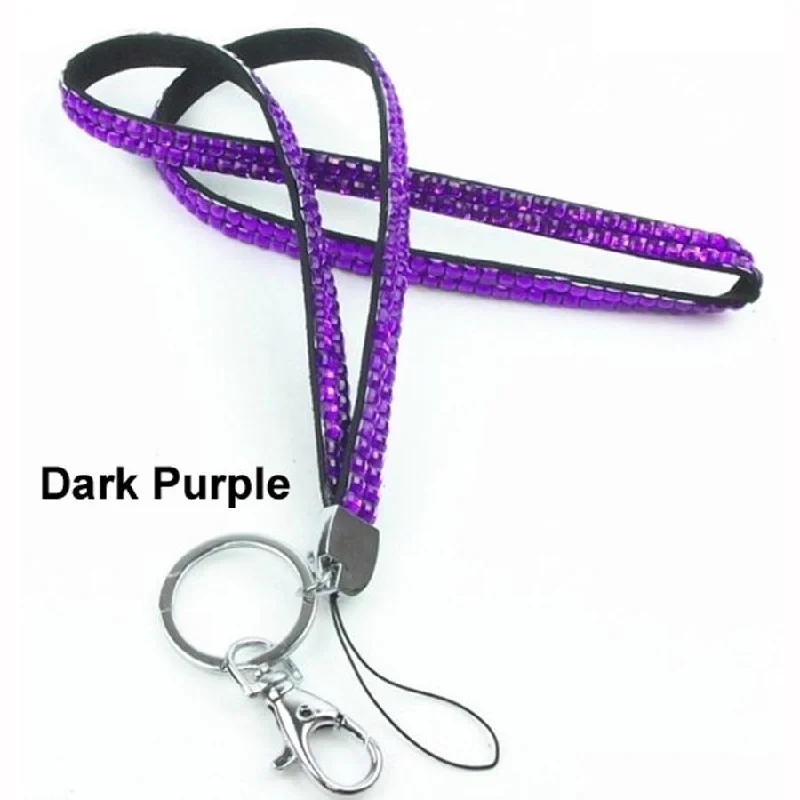 Dark Purple Rhinestone Crystal Lanyards