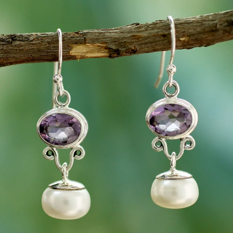 Seasonal Jewelry Deals – Elevate Your Style Dazzling Delhi Amethyst & Pearl Dangle Earrings Seasonal Jewelry Deals – Elevate Your Style Dazzling Delhi Amethyst & Pearl Dangle Earrings