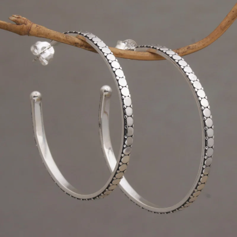 Elegant Rose Gold Jewelry For A Stylish Touch Dotted Line Sleek Half-Hoop Post Earrings in Sterling Silver Elegant Rose Gold Jewelry For A Stylish Touch Dotted Line Sleek Half-Hoop Post Earrings in Sterling Silver