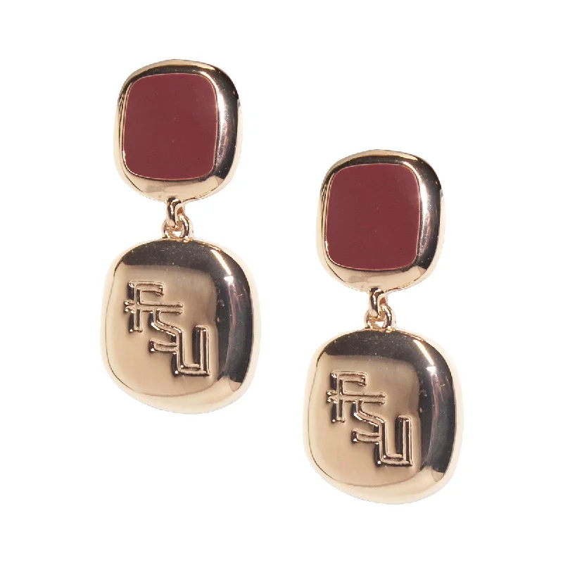 Emerson Street Stacked FSU Garnet Dangle Stud Earrings