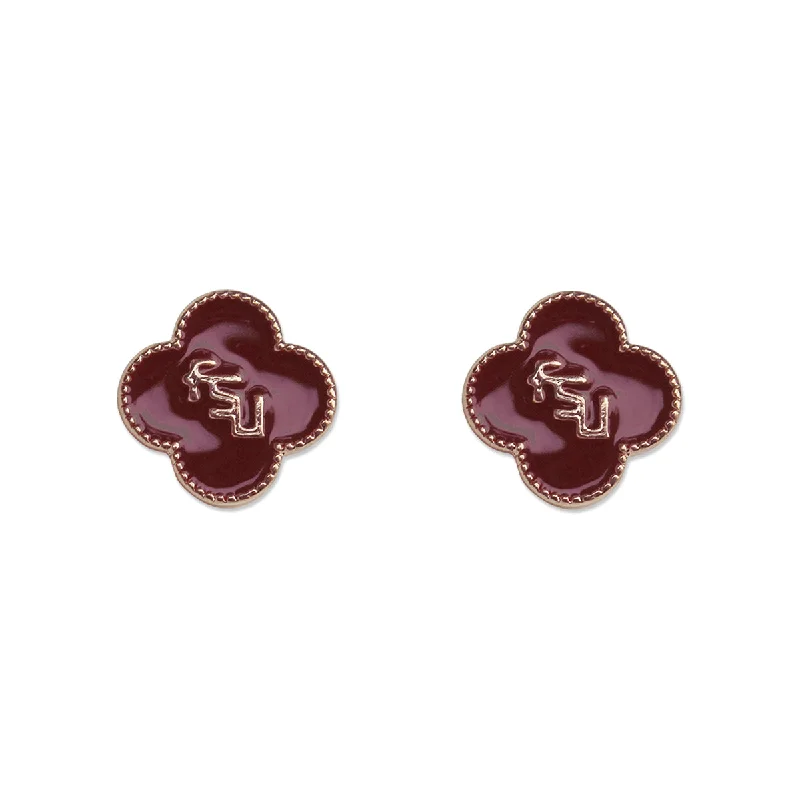 Emerson Street Women's Quatrefoil Stud Earring with Stacked FSU