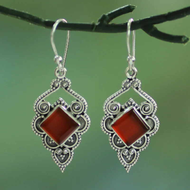 Discounted Jewelry For A Glamorous Look Glorious Orange Carnelian Silver Earrings