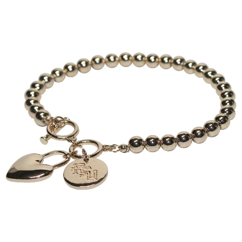 Emerson Street Heart Stacked FSU Charm Gold Bracelet