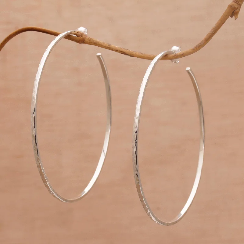 Waterproof Stainless Steel Jewelry For Lasting Beauty Hammered Shine Large Polished Hammered Half-Hoop Silver Earrings Waterproof Stainless Steel Jewelry For Lasting Beauty Hammered Shine Large Polished Hammered Half-Hoop Silver Earrings