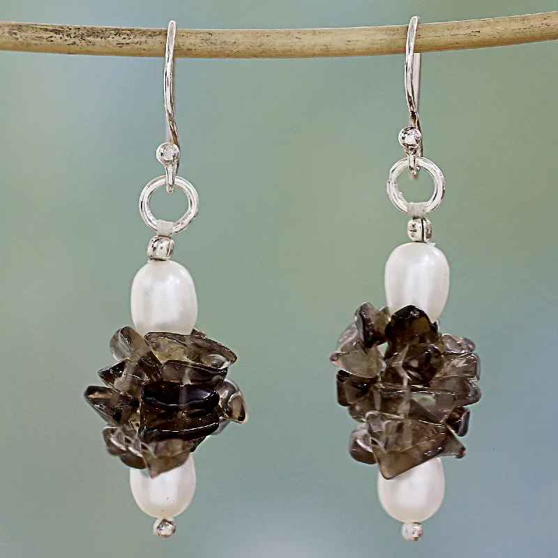 Premium Jewelry Now Available At Special Discounts Hazy Moon Smoky Quartz & Pearl Silver Beaded Earrings Premium Jewelry Now Available At Special Discounts Hazy Moon Smoky Quartz & Pearl Silver Beaded Earrings