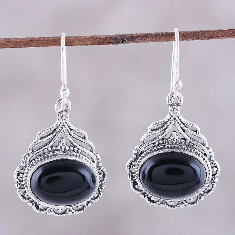 Dazzling Deals On Necklaces, Bracelets, And More Jeweled Glory Black Oval Onyx Dangle Earrings from India