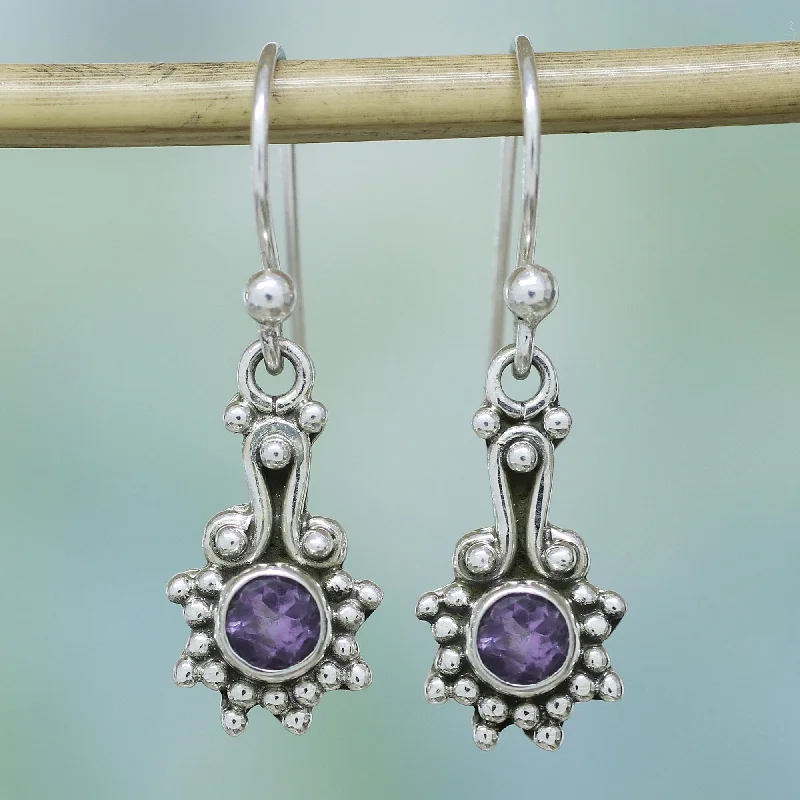 Discounted Jewelry For A Glamorous Look Lilac Dots Amethyst & Silver Dangle Earrings Discounted Jewelry For A Glamorous Look Lilac Dots Amethyst & Silver Dangle Earrings