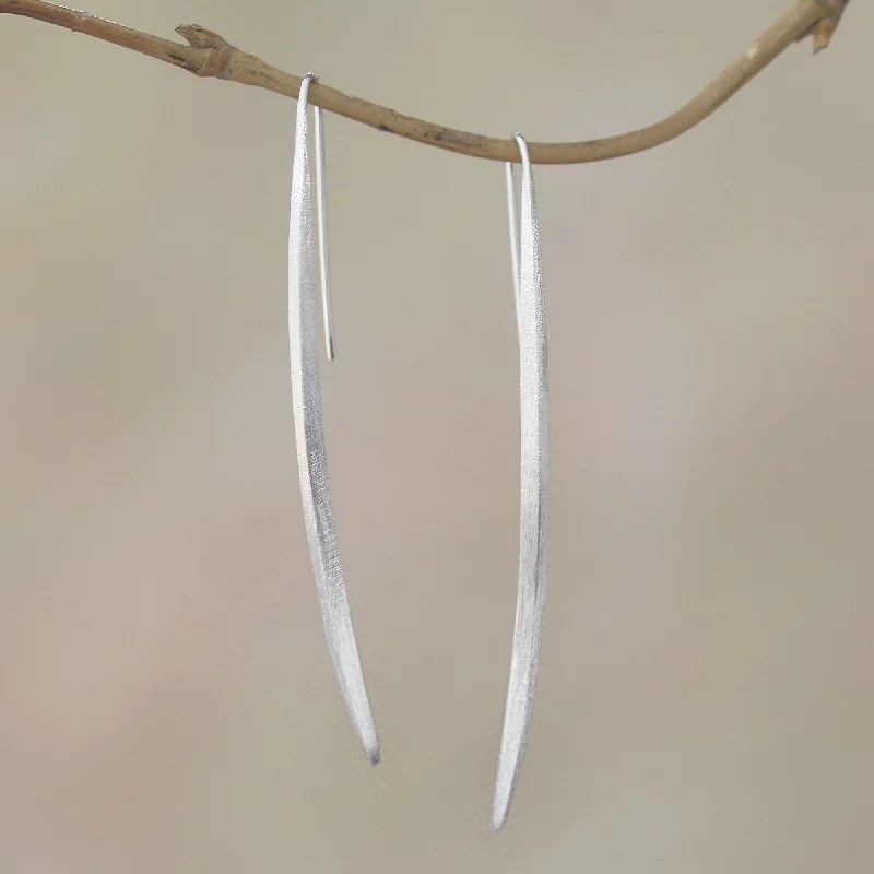 Eco-Friendly Sustainable Jewelry For Conscious Buyers Modern Stalks Modern Sterling Silver Drop Earrings from Bali Eco-Friendly Sustainable Jewelry For Conscious Buyers Modern Stalks Modern Sterling Silver Drop Earrings from Bali