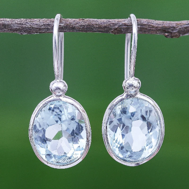 Buy More, Save More On Stunning Jewelry Pieces Noonday Sky Oval Faceted Blue Topaz Sterling Silver Dangle Earrings Buy More, Save More On Stunning Jewelry Pieces Noonday Sky Oval Faceted Blue Topaz Sterling Silver Dangle Earrings