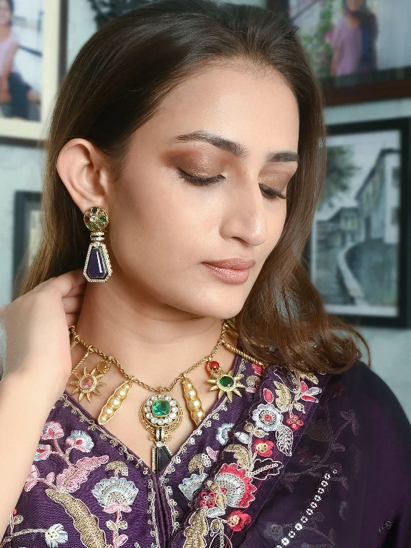 The Ultimate Jewelry Sale – Shop Premium Styles Odette Gold Mixed Metal Embellished Gold Plated Neckpiece Set For Women The Ultimate Jewelry Sale – Shop Premium Styles Odette Gold Mixed Metal Embellished Gold Plated Neckpiece Set For Women
