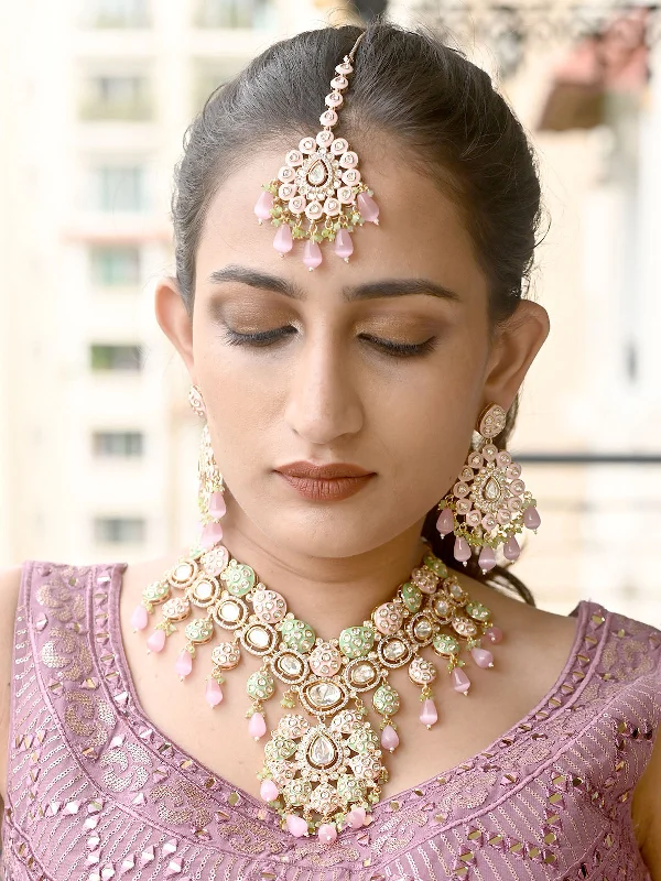 Unmissable Jewelry Clearance – Final Reductions Odette Pink Mixed Metal Embellished Gold Plated Neckpiece Set For Women Unmissable Jewelry Clearance – Final Reductions Odette Pink Mixed Metal Embellished Gold Plated Neckpiece Set For Women
