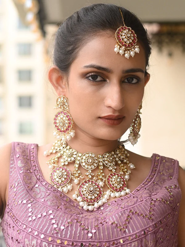 Jewelry Sale – Exclusive Styles At Lower Prices Odette Pink Mixed Metal Embellished  Neckpiece Set For Women