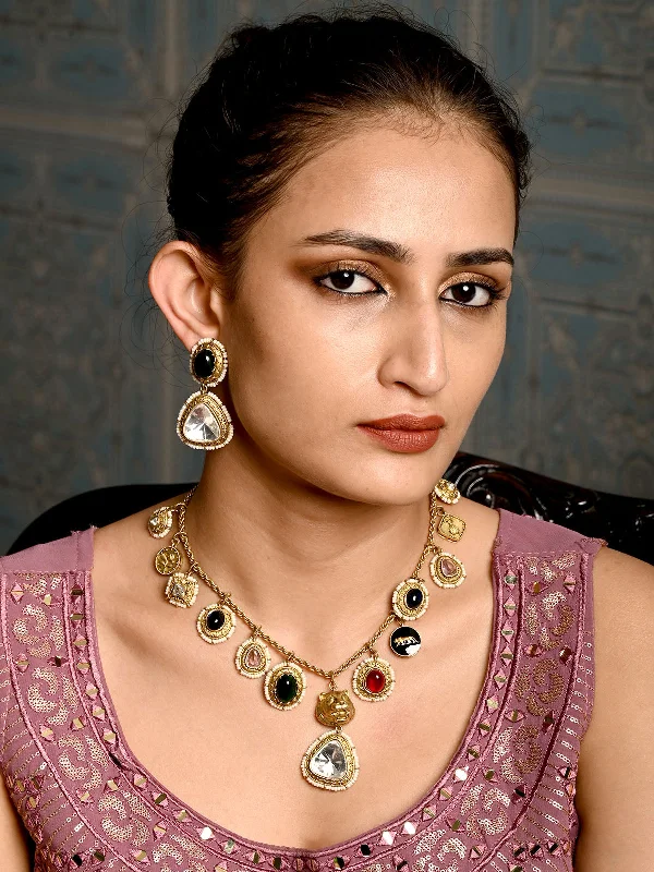 High-End Sparkle, Low-End Prices – Jewelry Sale Live Odette White Mixed Metal Embellished Beads Neckpiece Set For Women High-End Sparkle, Low-End Prices – Jewelry Sale Live Odette White Mixed Metal Embellished Beads Neckpiece Set For Women
