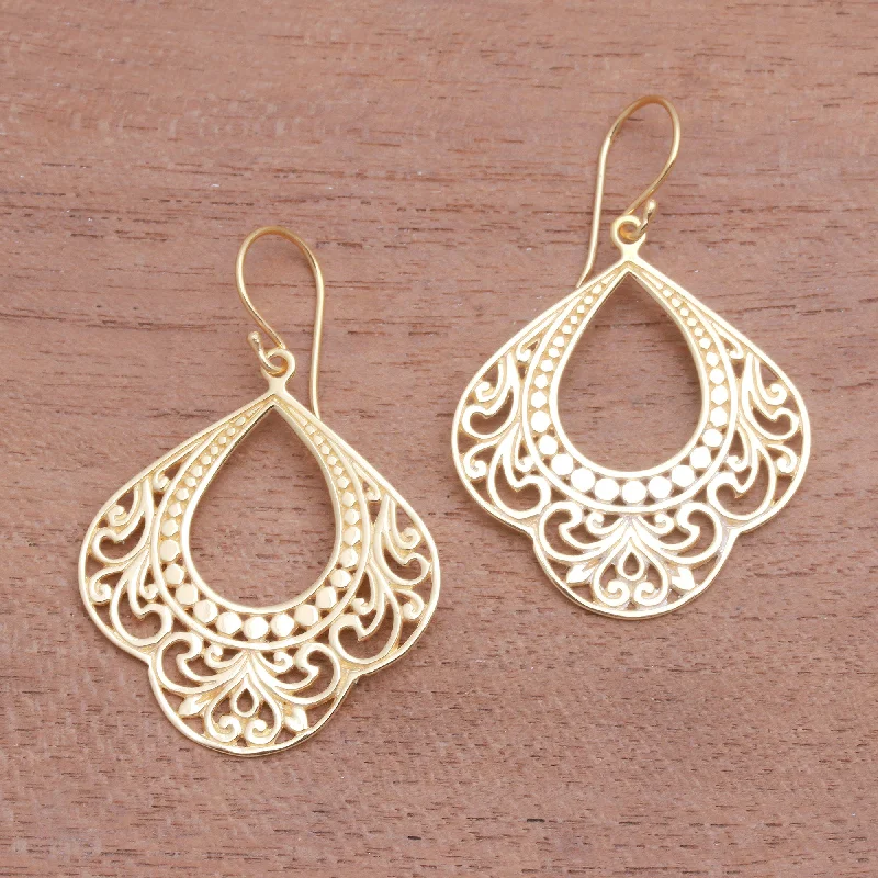Trendy Minimalist Jewelry For Everyday Wear Original Elegance Patterned Gold Plated Sterling Silver Dangle Earrings Trendy Minimalist Jewelry For Everyday Wear Original Elegance Patterned Gold Plated Sterling Silver Dangle Earrings