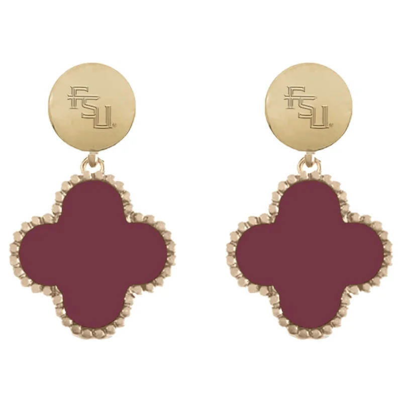 Emerson Street Stacked FSU Mini Dangle Quatrefoil Stud Earrings