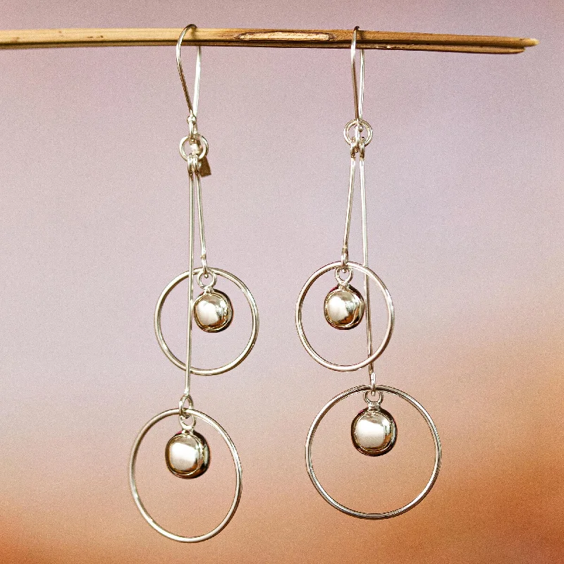 Luxury Jewelry Sale – Sparkle For Less Satellite Spheres Sterling Silver Hoop Dangle Earrings by Mexican Artisans Luxury Jewelry Sale – Sparkle For Less Satellite Spheres Sterling Silver Hoop Dangle Earrings by Mexican Artisans