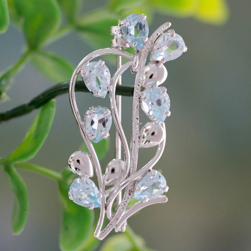 Stunning Jewelry At A Fraction Of The Price Sky Bouquet Blue Topaz Floral Brooch