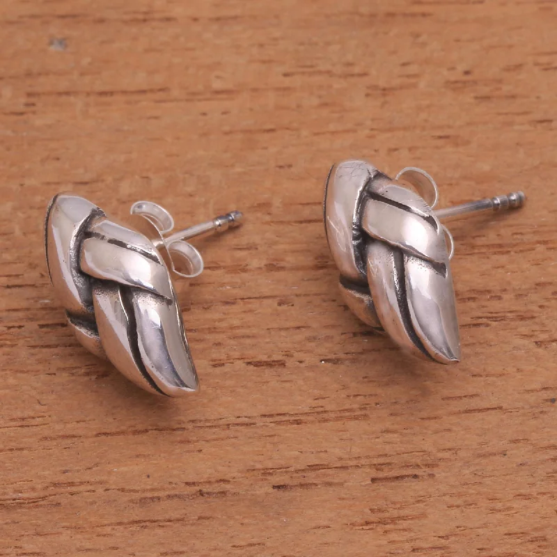 Premium Diamond Jewelry For Unforgettable Moments Sophisticated Knot Handcrafted Sterling Silver Braid Motif Button Earrings Premium Diamond Jewelry For Unforgettable Moments Sophisticated Knot Handcrafted Sterling Silver Braid Motif Button Earrings