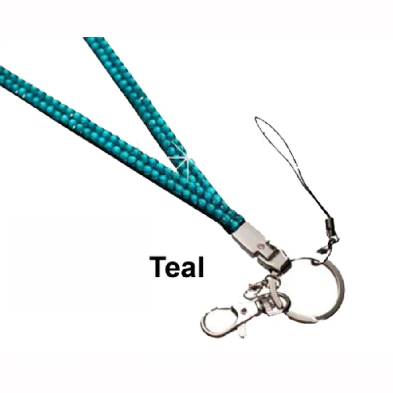 Teal Rhinestone Crystal Lanyards