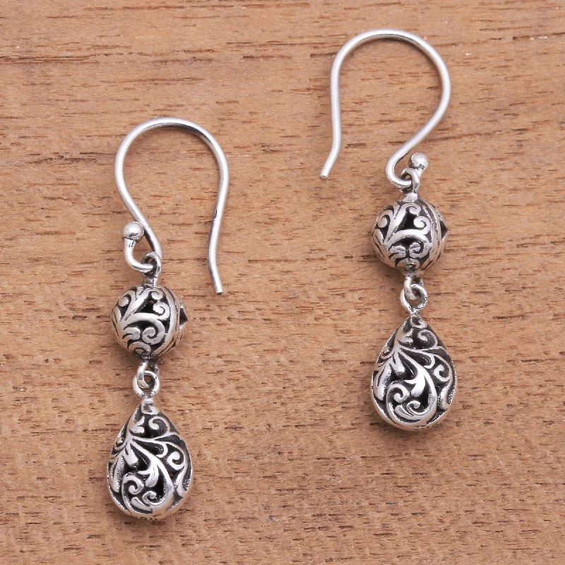 Bohemian-Inspired Jewelry For Free-Spirited Fashion Traditional Dew Dewdrop Sterling Silver Dangle Earrings from Bali