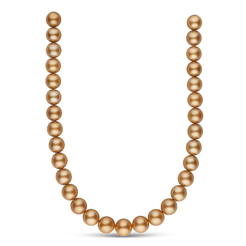 Sparkle In Style With Our Best Jewelry Deals 13.0-14.5 mm AA+/AAA Golden South Sea Round Pearl Necklace Sparkle In Style With Our Best Jewelry Deals 13.0-14.5 mm AA+/AAA Golden South Sea Round Pearl Necklace