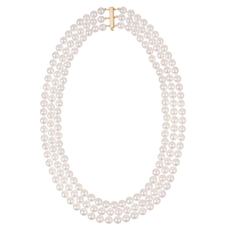 Make Your Outfit Shine With Discounted Jewelry 6.5-7.0 mm Triple Strand White Akoya AAA Pearl Necklace Make Your Outfit Shine With Discounted Jewelry 6.5-7.0 mm Triple Strand White Akoya AAA Pearl Necklace