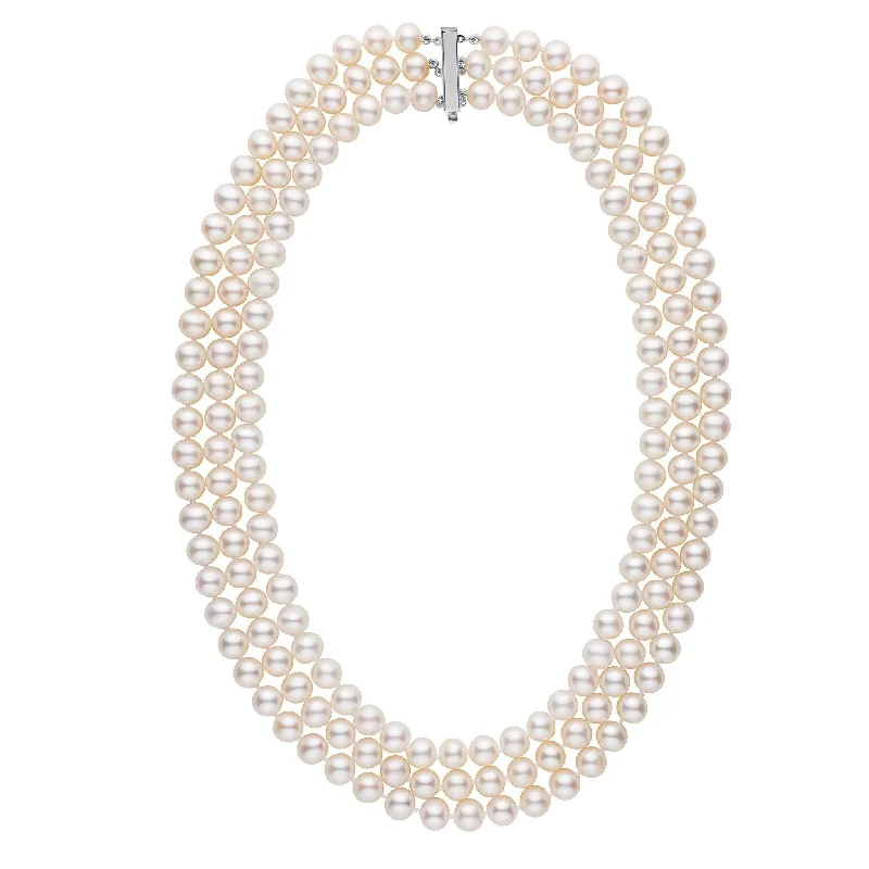 Make Your Outfit Shine With Discounted Jewelry 7.5-8.0 mm Triple-Strand AA+ White Freshwater Cultured Pearl Necklace Make Your Outfit Shine With Discounted Jewelry 7.5-8.0 mm Triple-Strand AA+ White Freshwater Cultured Pearl Necklace
