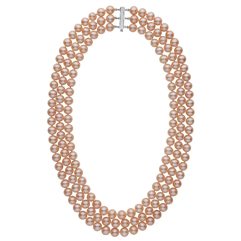 Once-A-Year Jewelry Sale – Grab Your Favorites Now 7.5-8.0 mm Triple-Strand AAA Pink to Peach Freshwater Pearl Necklace Once-A-Year Jewelry Sale – Grab Your Favorites Now 7.5-8.0 mm Triple-Strand AAA Pink to Peach Freshwater Pearl Necklace